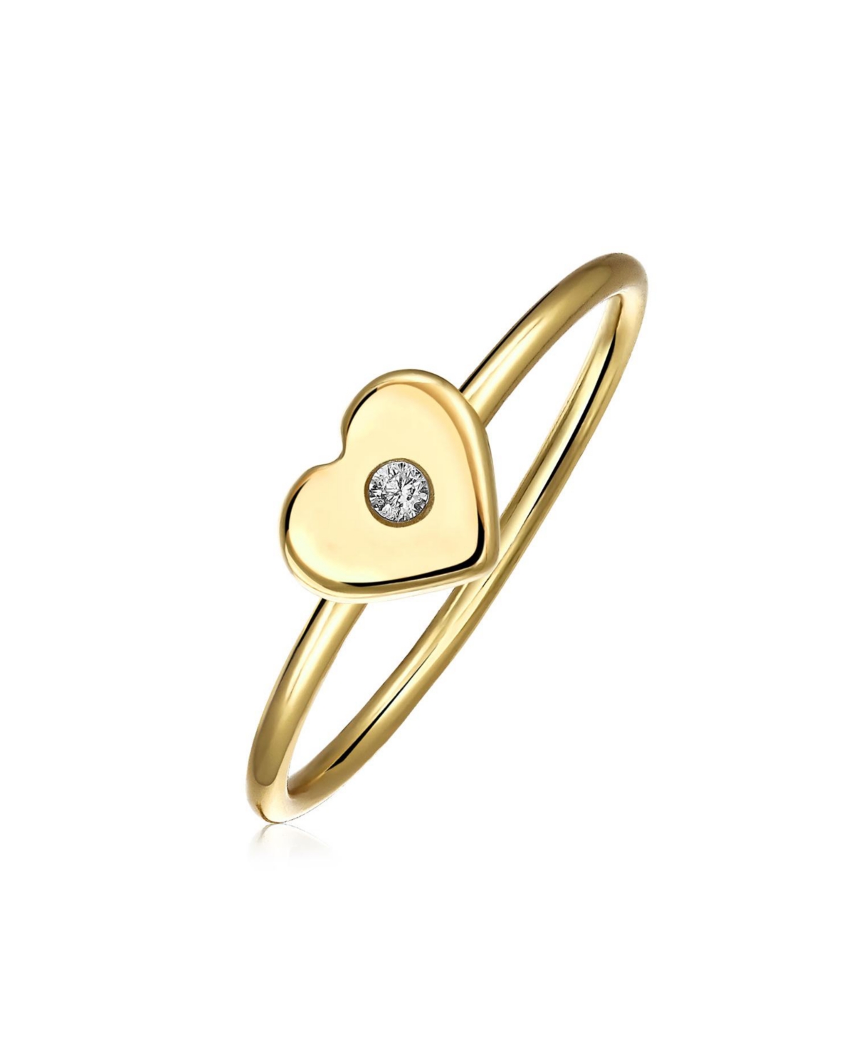 Minimalist Cz Flat Love Heart Flower Circle Star Cubic Zirconia Accent Midi Knuckle Stackable Ring Gold Plated Sterling Silver 1MM Band