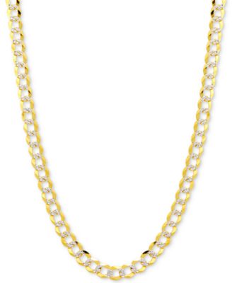 Two Tone Open Curb Link Chain Necklace Collection 3 5 8mm In 14k Gold White Gold