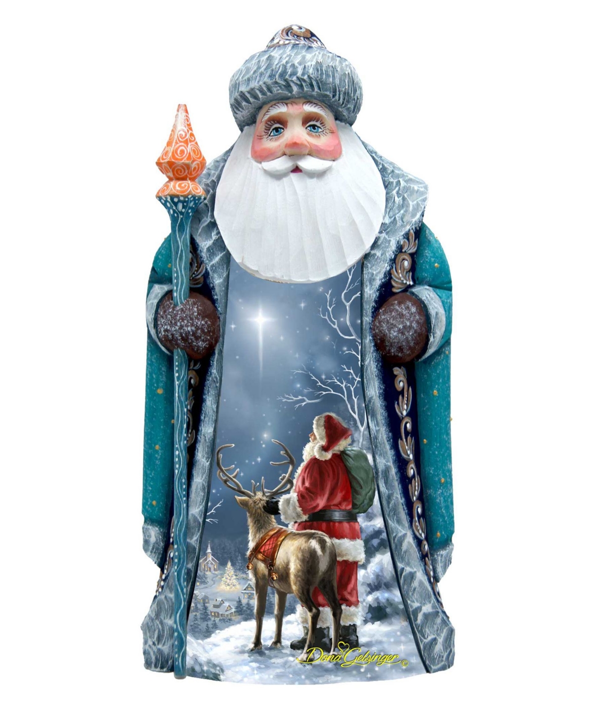 Woodcarved Hand Painted Starry Night Santa by Donna Gelsinger Figurine - Multi