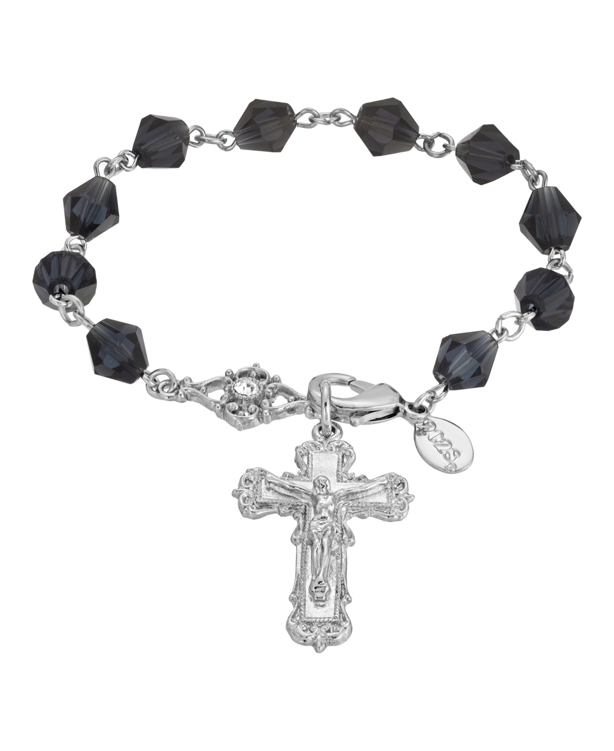 Silver-Tone Blue Crucifix Bracelet - Blue