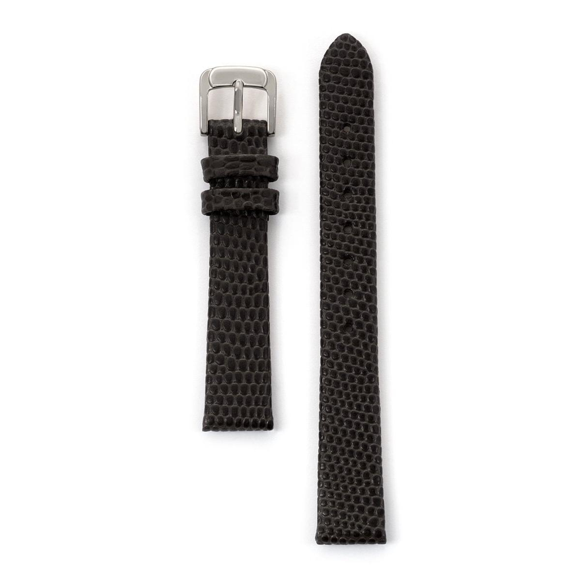 Ladies Lizard Grain Band 10mm Black - Black