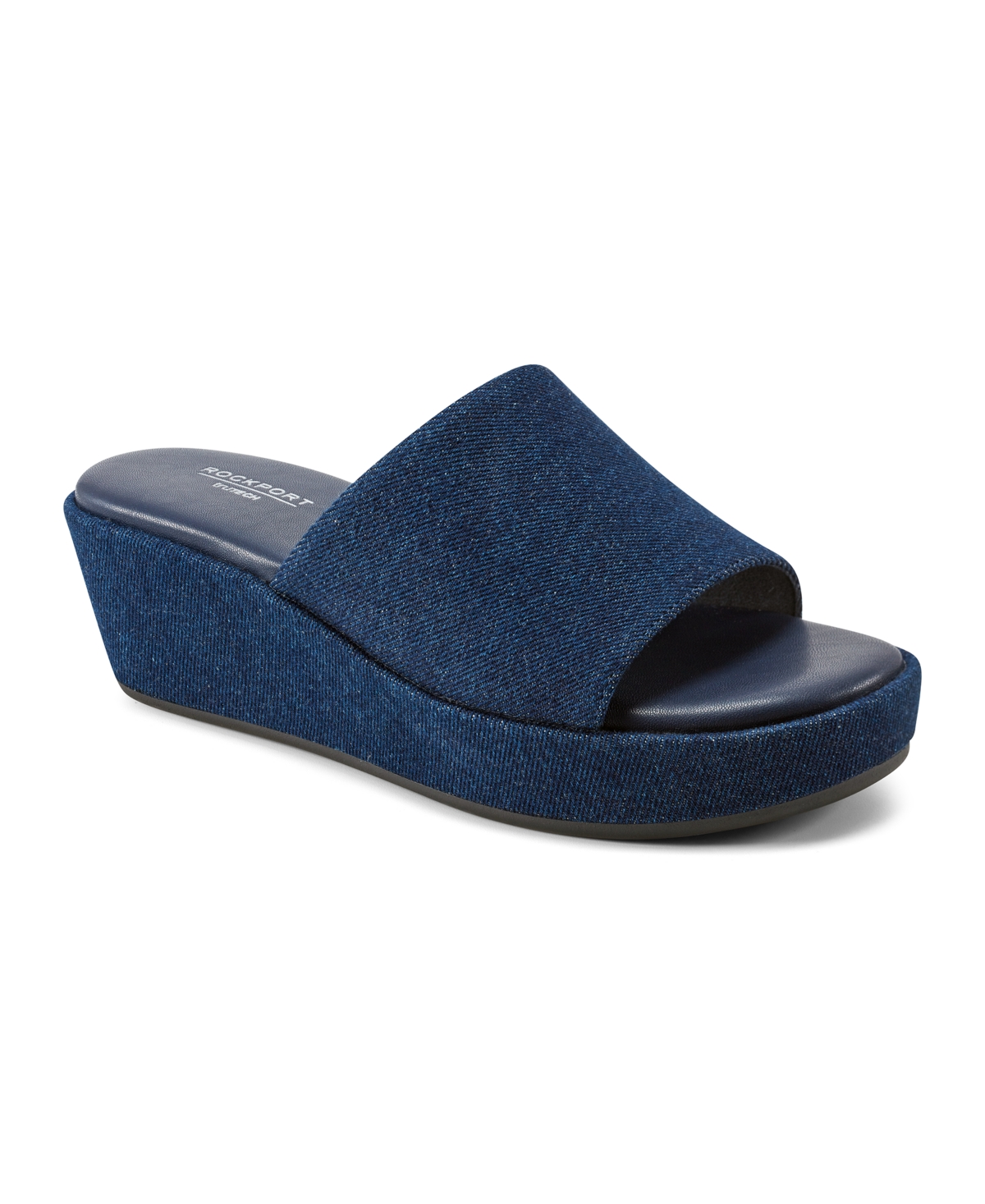 Rockport Aubriella Platform Slide Sandal In Dark Blue Denim