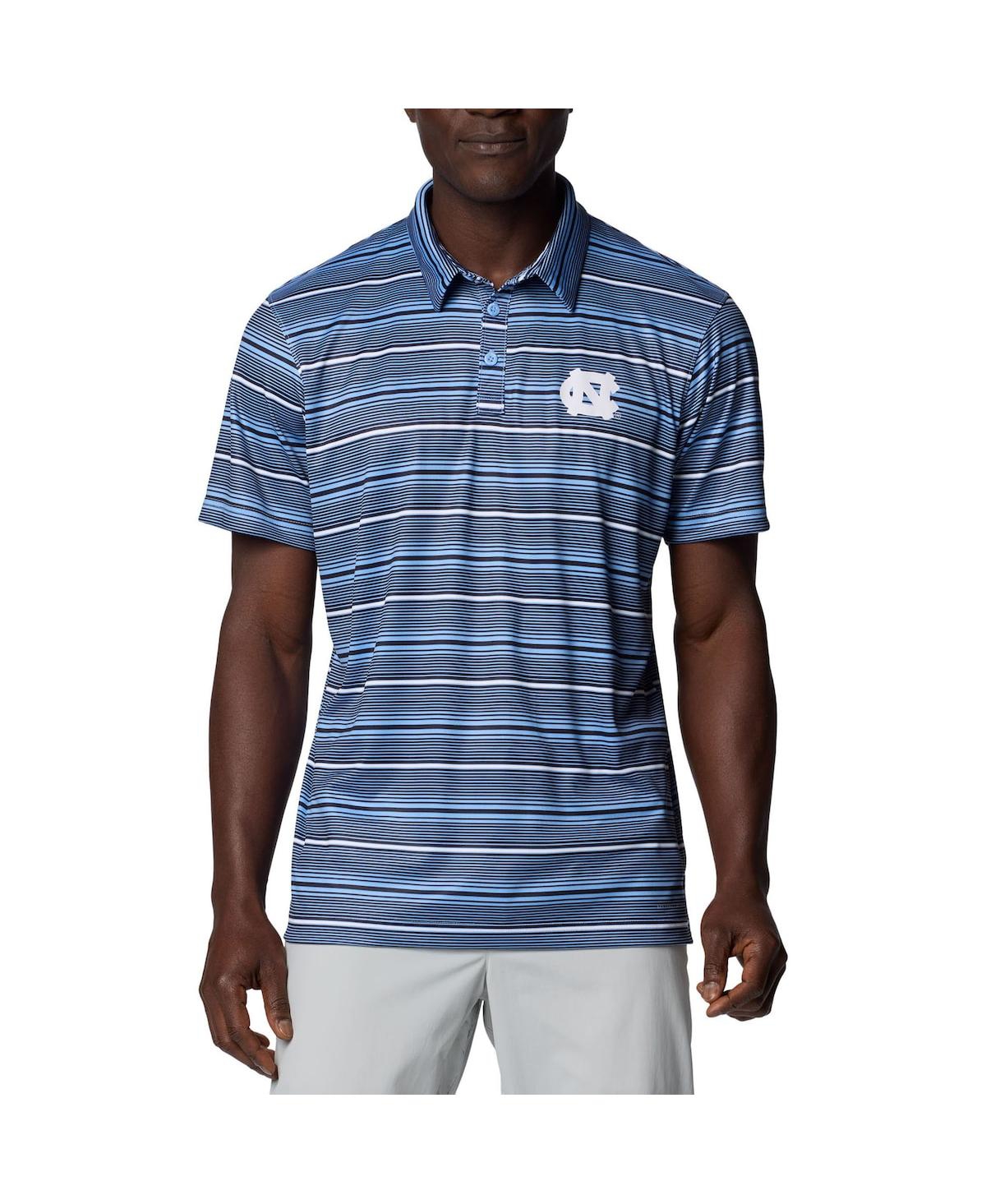 Men's Carolina Blue North Carolina Tar Heels Pfg Super Terminal Tackle Omni-Shade Stripe Polo Shirt - Light Blue