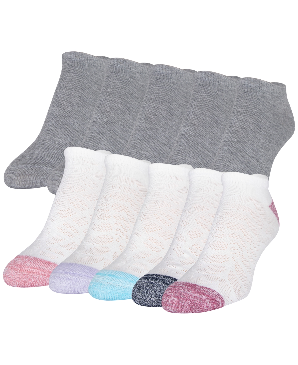 Women's 10-Pack Casual Cushion Heel And Toe With Mesh No-Show Socks - Assorted