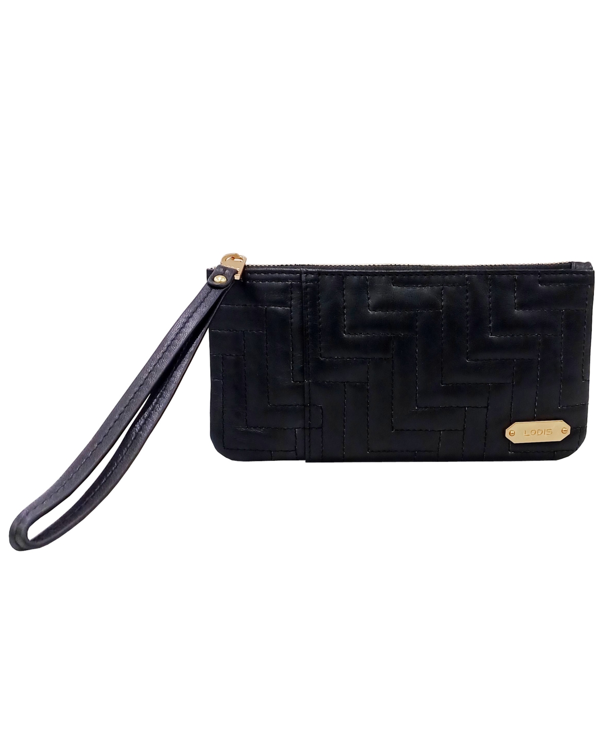 Women's Signature Quilt Zip Pouch Wristlet Wallet - Black