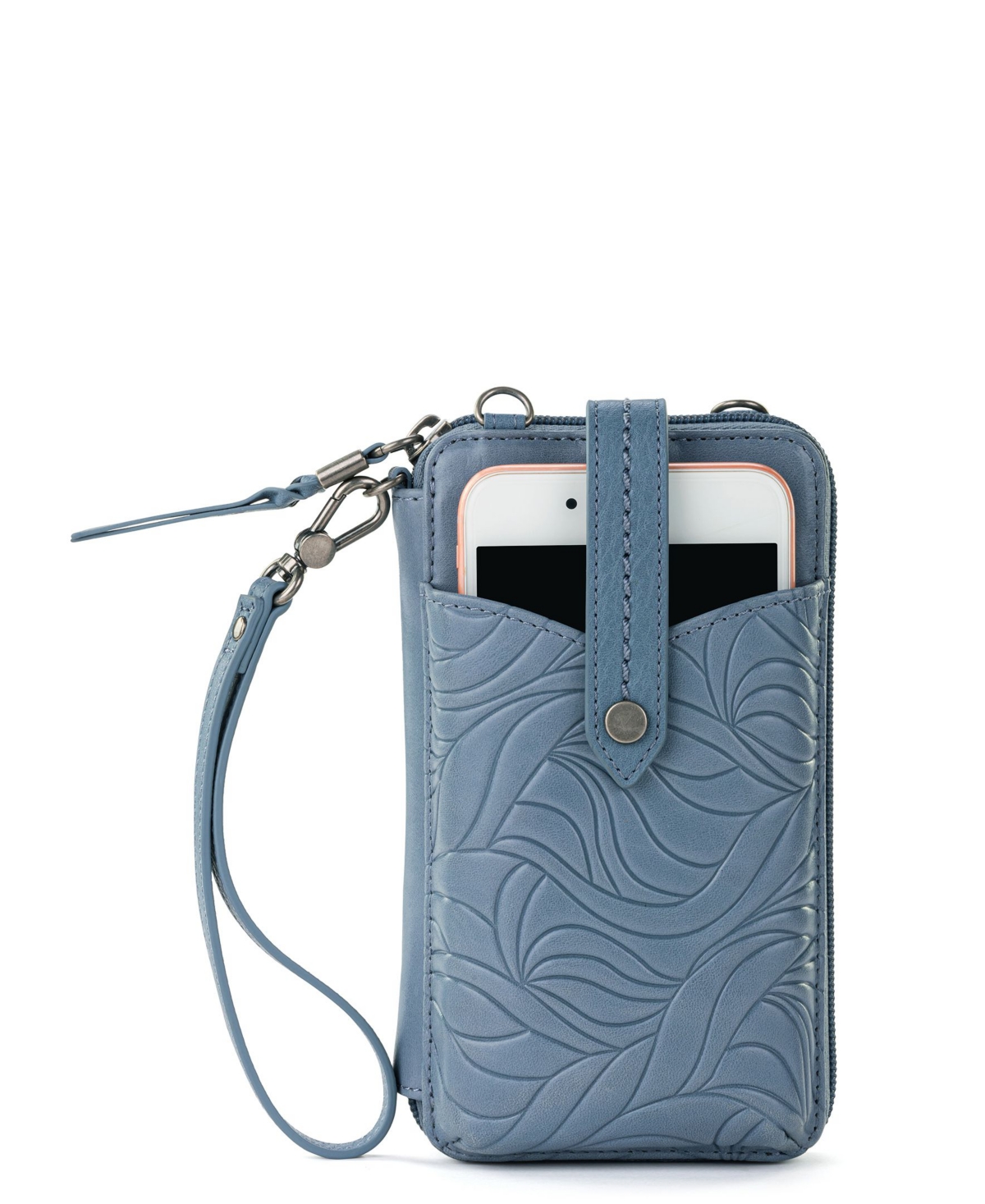 The Sak Silverlake Leather Convertible Smartphone Crossbody In Maritime Wave Emboss
