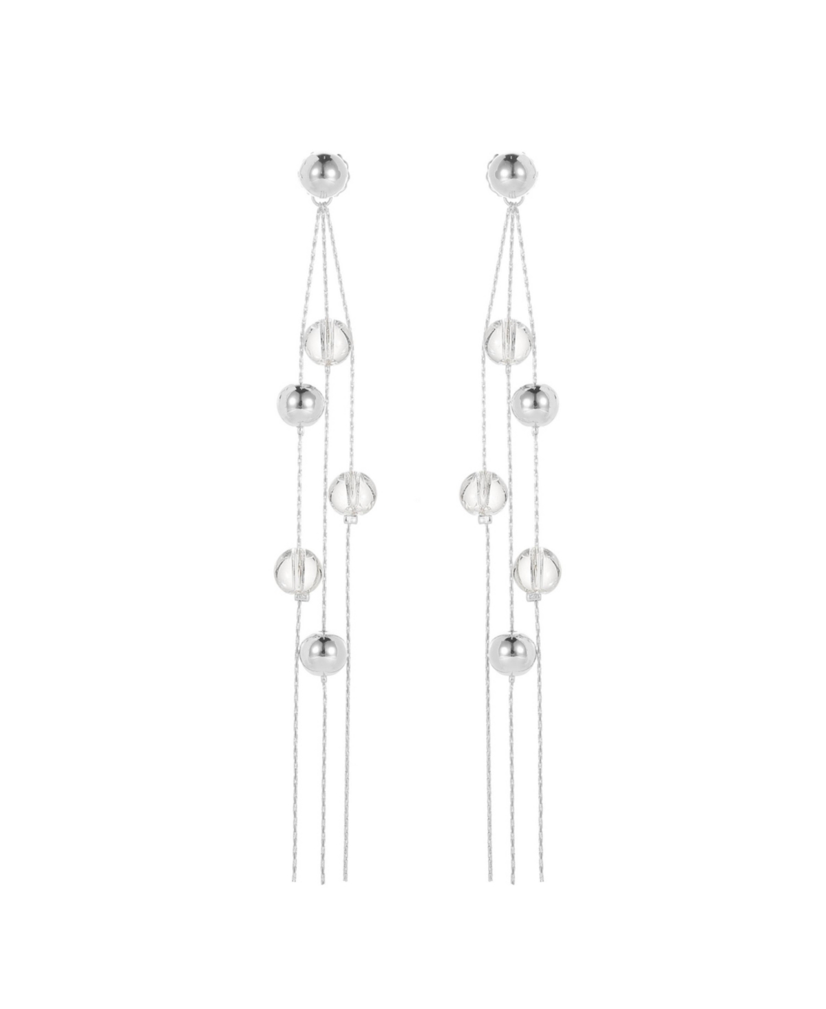 FrostLily Clear Crystal and Bead Drop Earrings - Silver