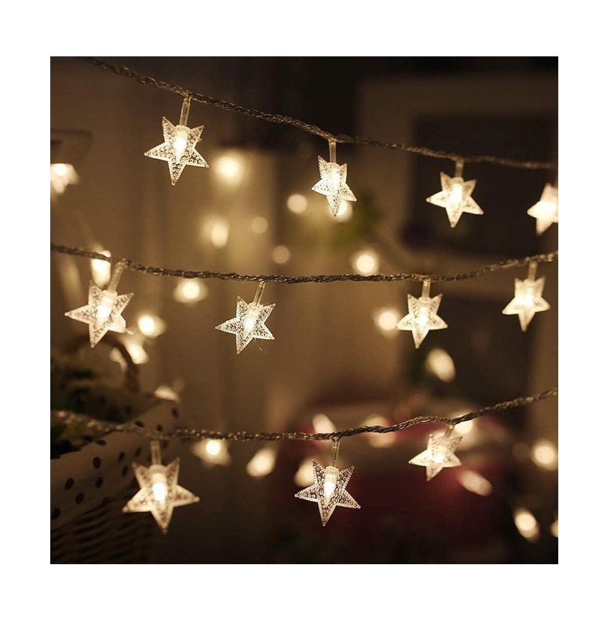 Star String Lights Halloween Christmas Waterproof Decor - Warm white
