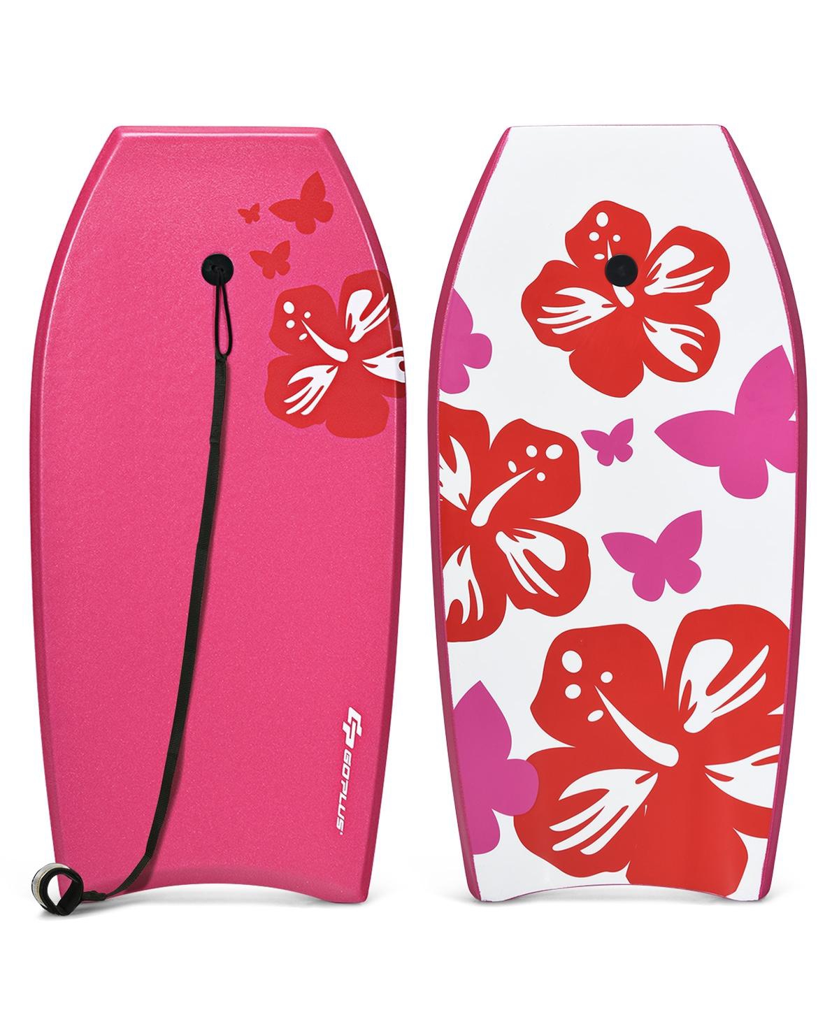 41 Inch Lightweight Bodyboard Surfing with Leash Eps Core Boarding Ixpe - Pink