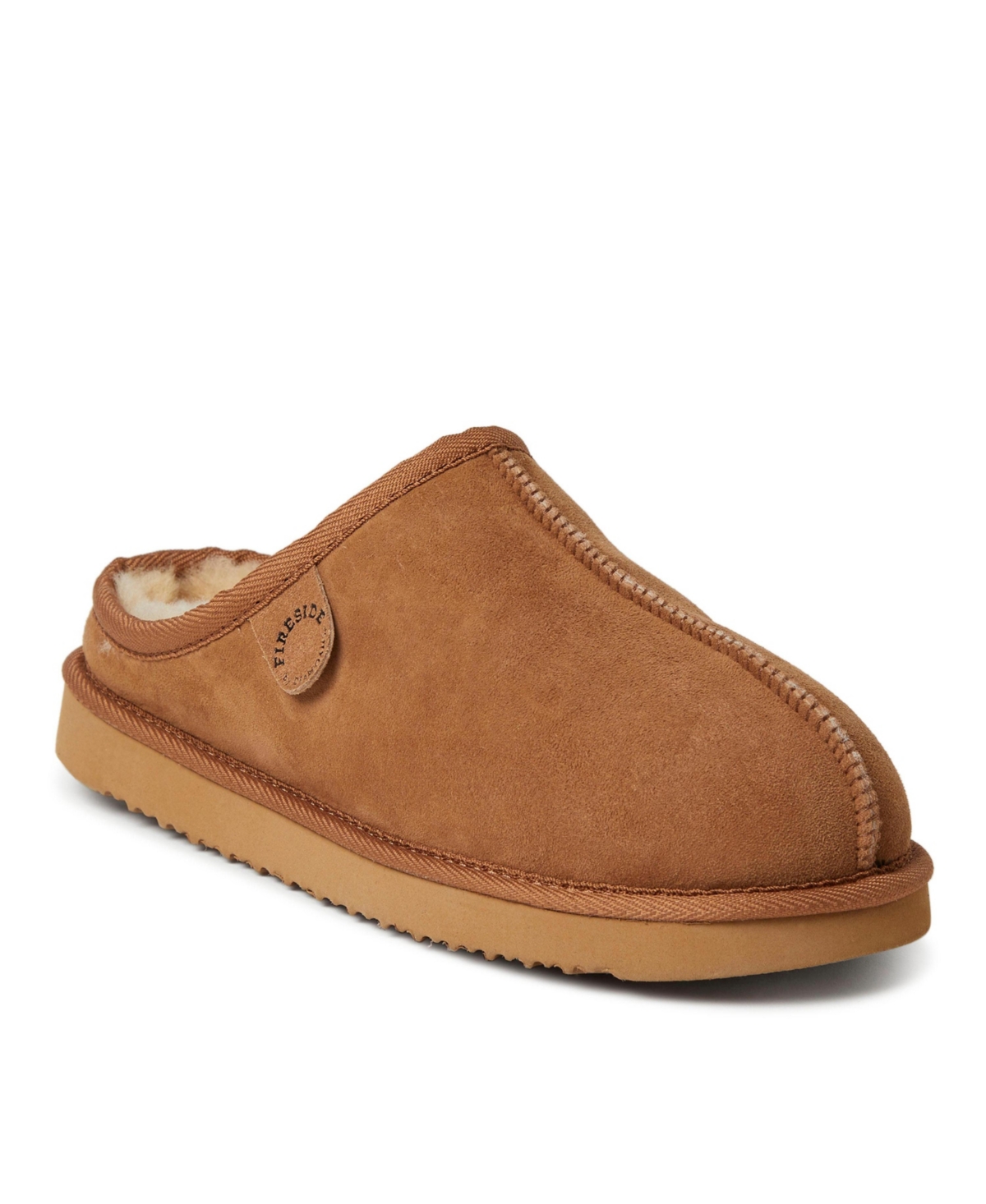 Fireside By Dearfoams Men's Grafton Genuine Shearling Clog Slipper - Chestnut