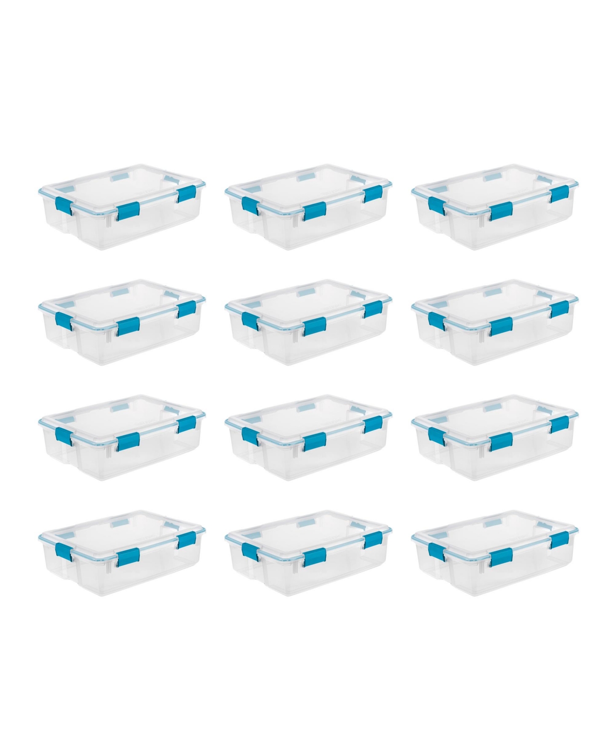 37 Quart Clear Plastic Home Storage Tote Bin with Secure Lids, 12 Pack