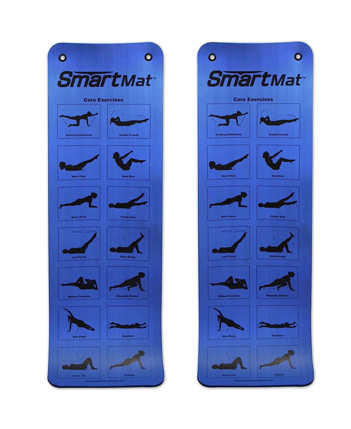 Thick Smart Self Guided Stretching and Exercise Mat, Blue (2 Pack)