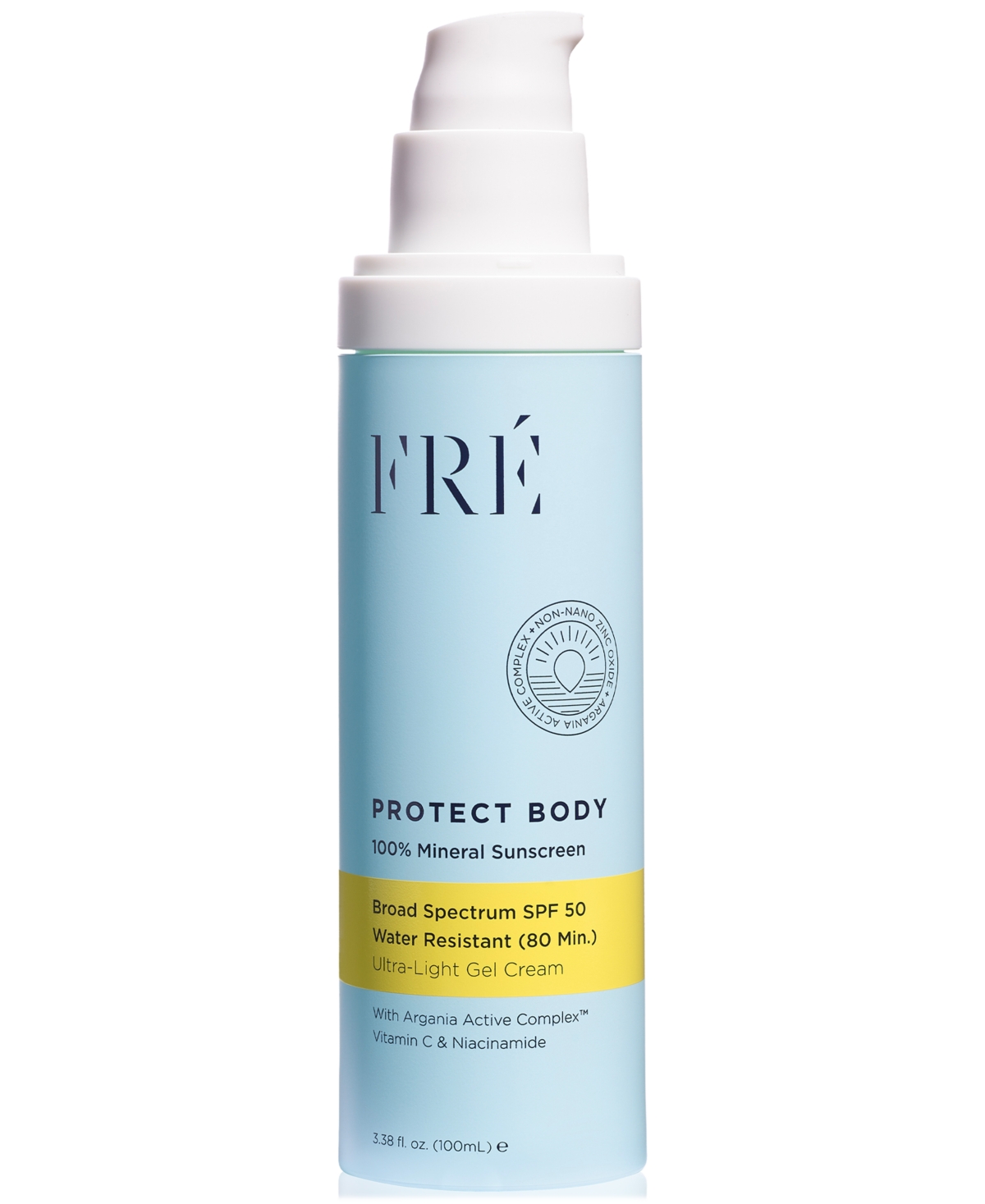 FRE PROTECT BODY 100% MINERAL SUNSCREEN SPF 50, 3.38 OZ. 