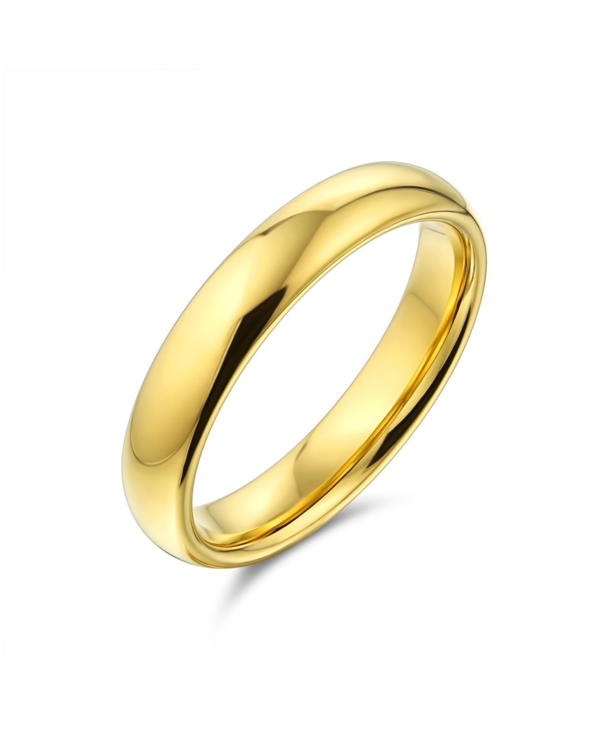 Basic Plain Simple Dome Classic Black Rose Gold Plated Titanium Band Ring Comfort Fit 4MM - Black 4mm