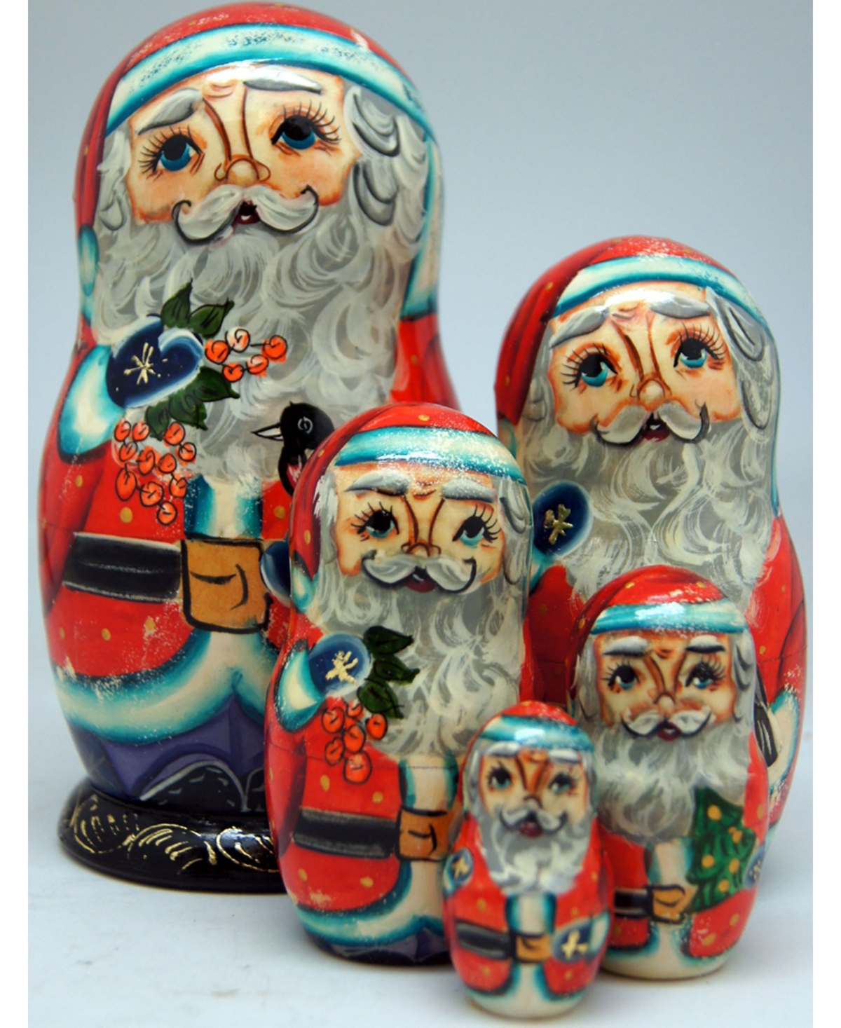 5-Piece Birdy Santa Russian Matryoshka Nested Doll Set - Multi