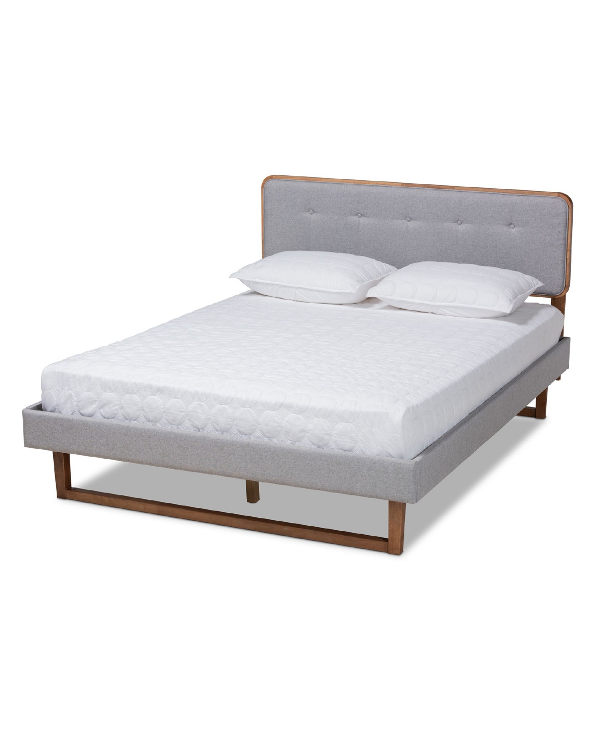 Baxton Studio Sofia Mid-century Modern Fabric Upholstered Queen Size Platform Bed In Gray