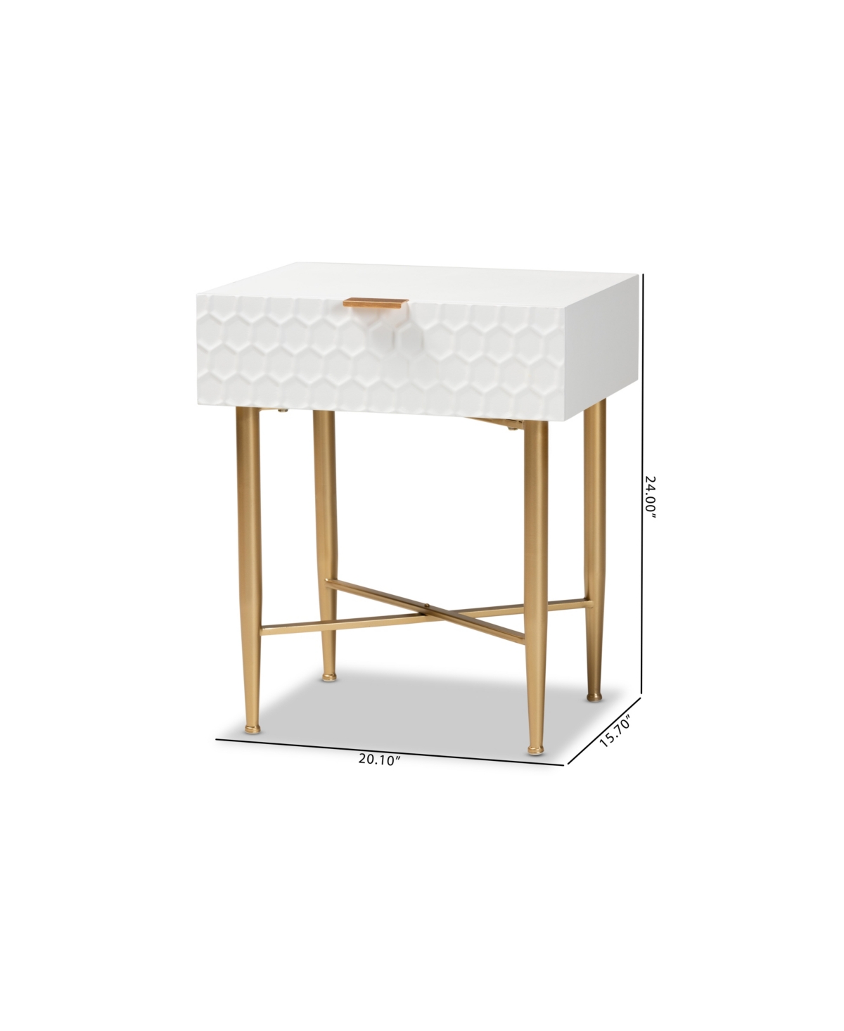 Baxton Studio Marcin 1-drawer Nightstand In White,gold