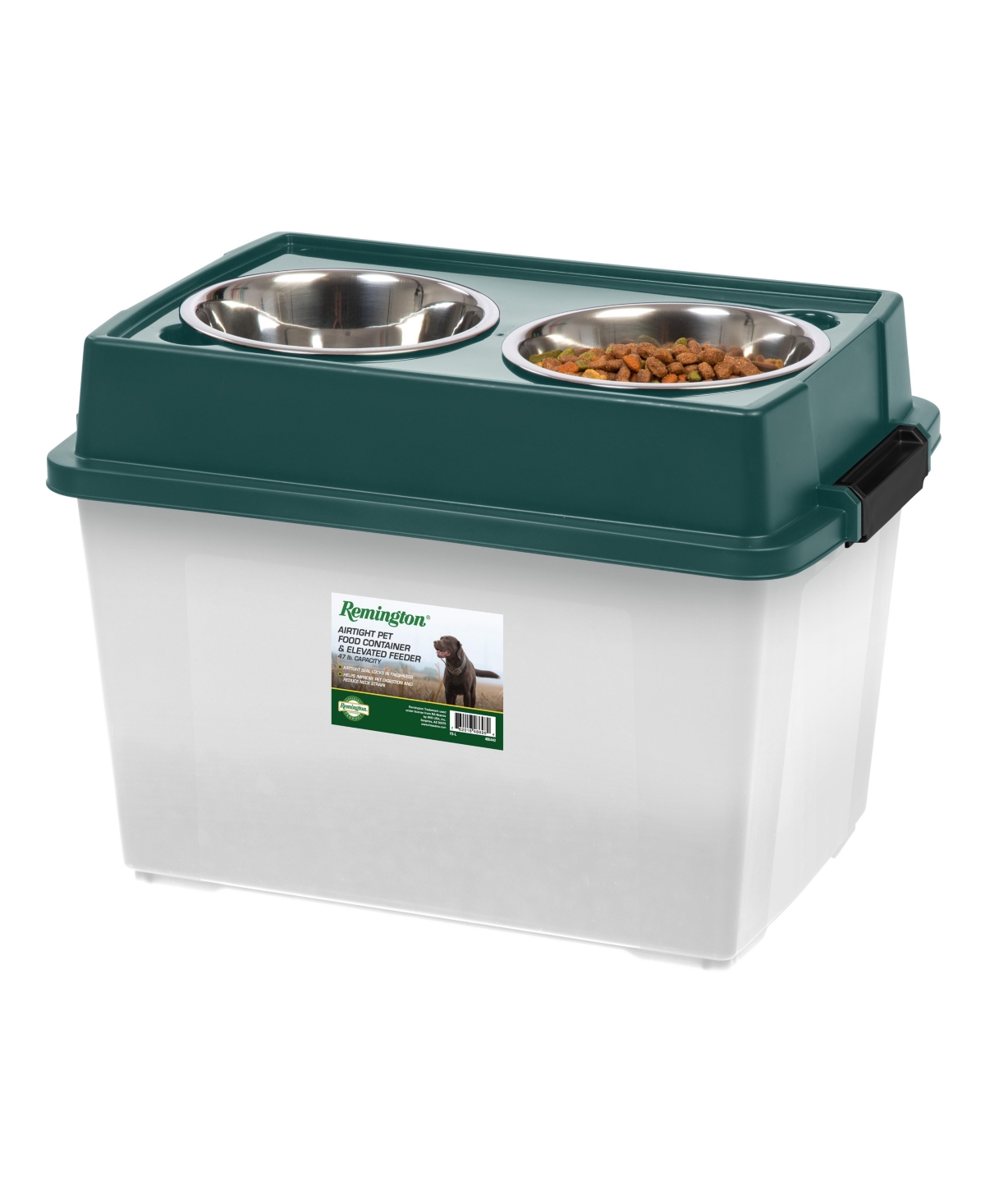 Remington 47lbs/45qt Large Elevated Dog Food Bowl with Airtight Pet Food Storage Container, Green - Green