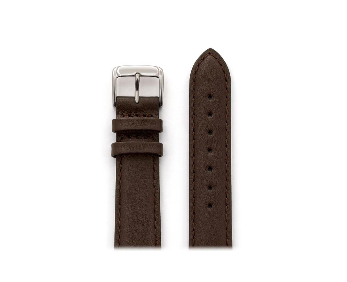 Men's Stitched Calfskin Leather Band in 24mm Brown - Open Brown