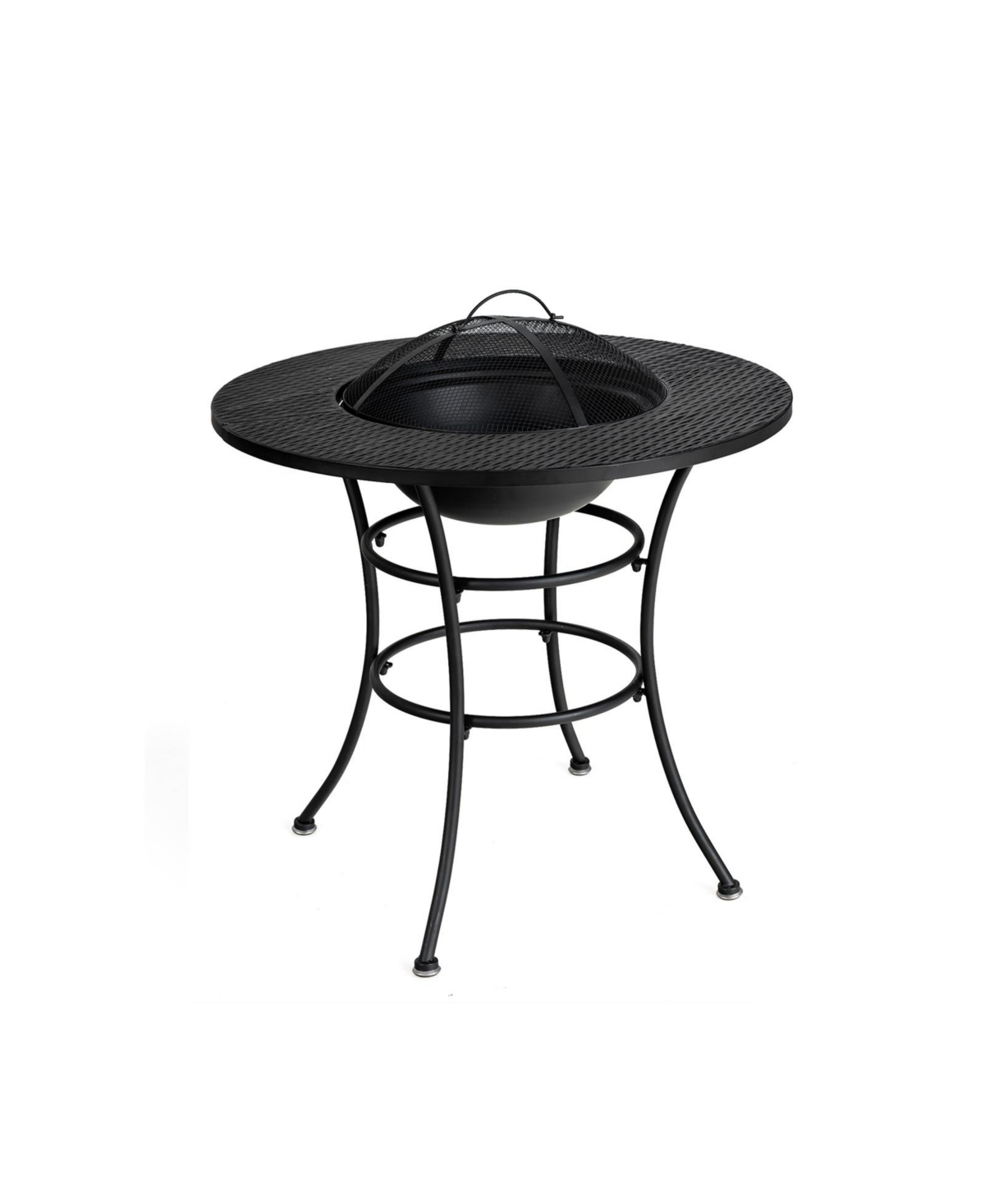 31.5 Inch Patio Fire Pit Dining Table With Cooking Bbq Grate - Black