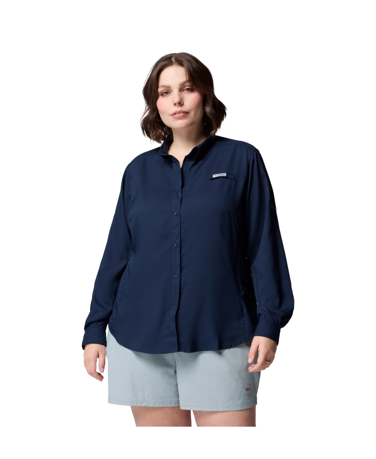 Plus Size Tamiami Long Sleeve Shirt - Collegiate Navy